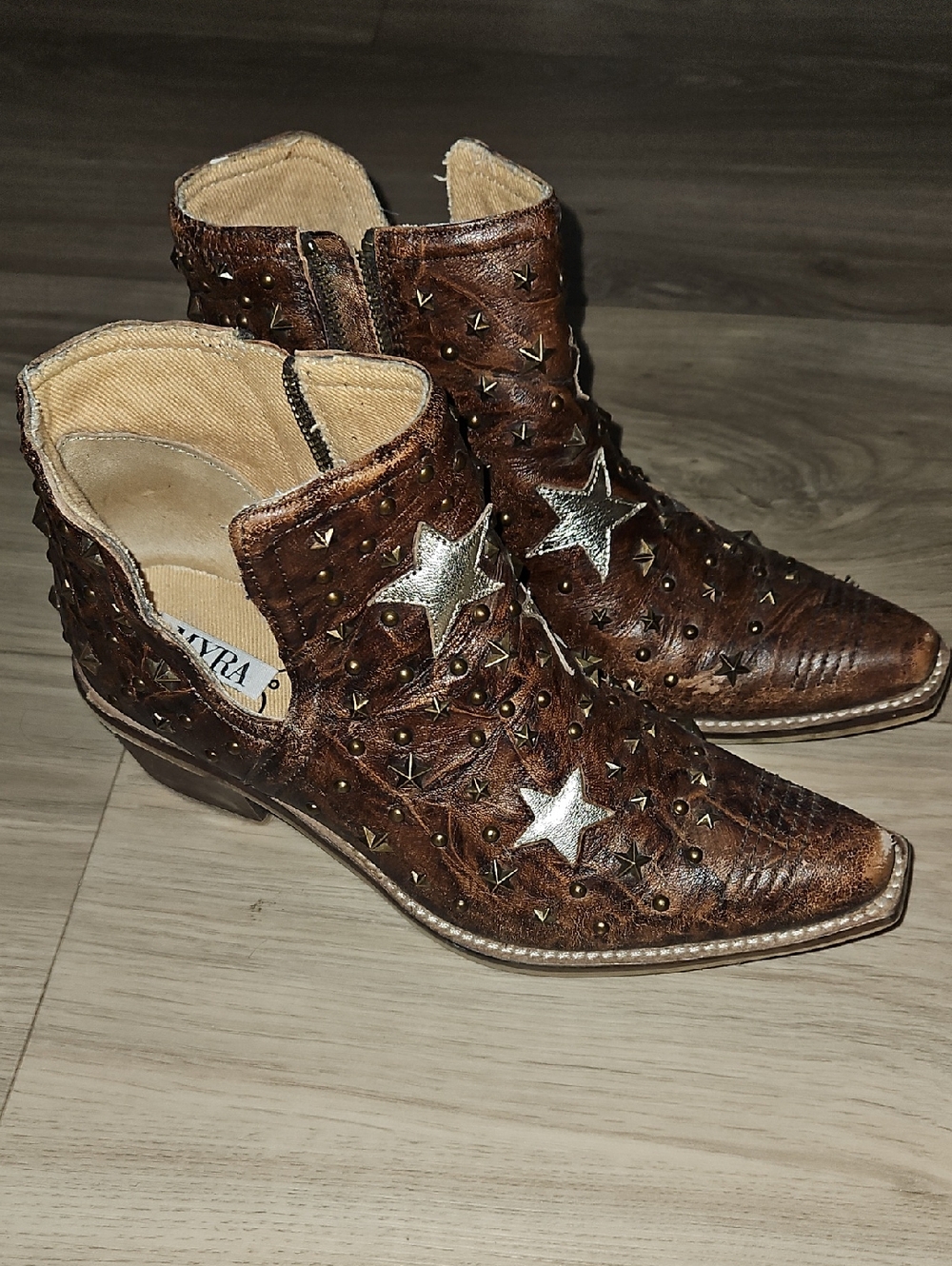 Myra  Ankle Booties with Silver Star Accents